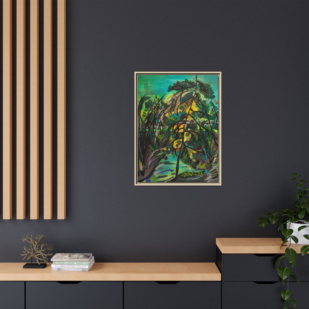 Framed Matte Canvas Print: Group of 7 Inspired Canadian Landscape Abstract Continental Boreal/ Deciduous Foliage Art