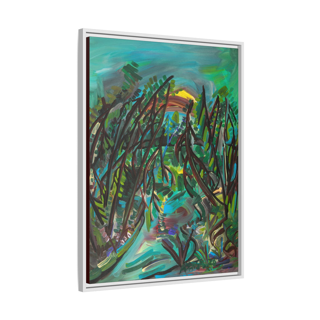 Framed Matte Canvas Art - Abstract Tropical Pathway (Multi-Color)