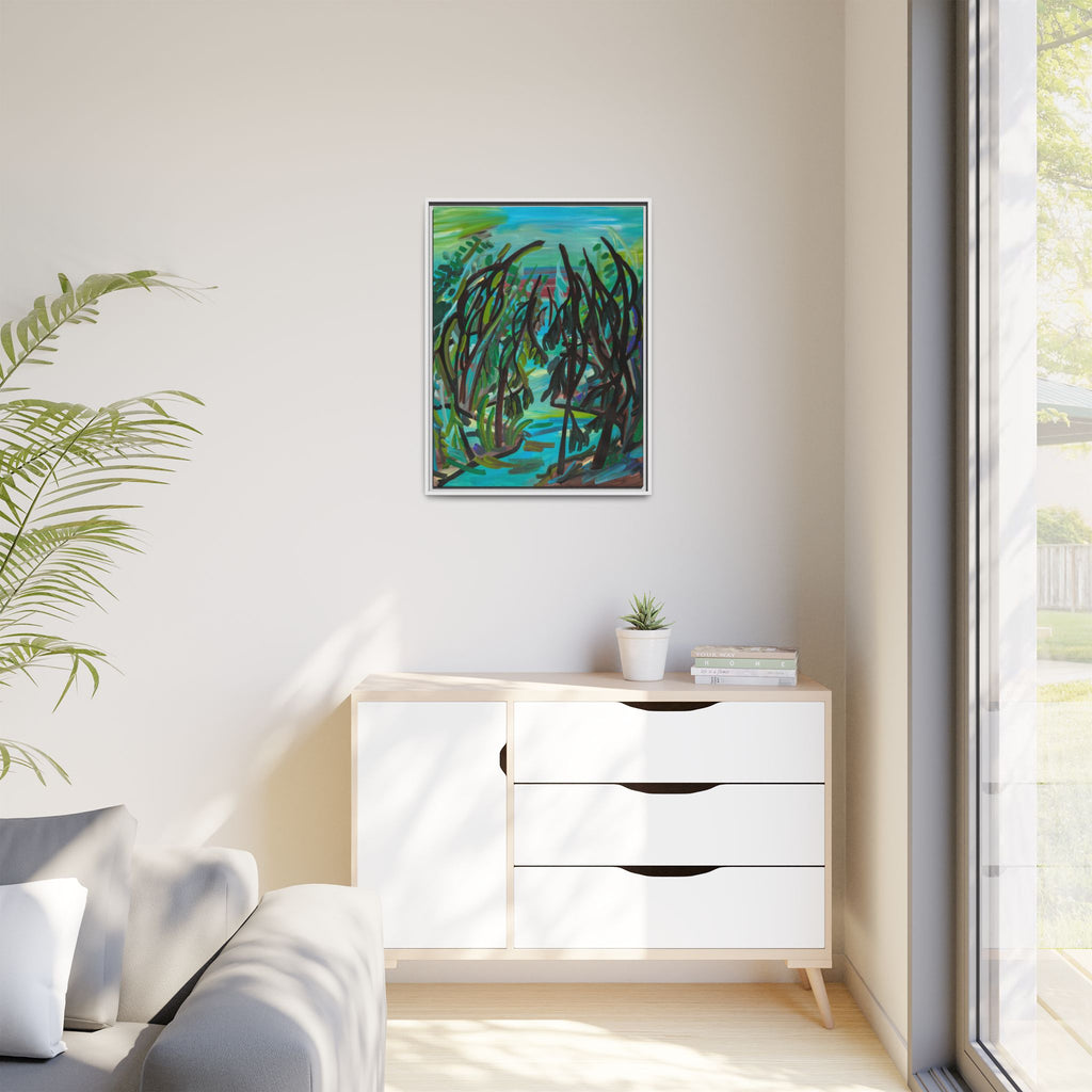 Abstract Forest Path Matte Canvas Framed Wall Art