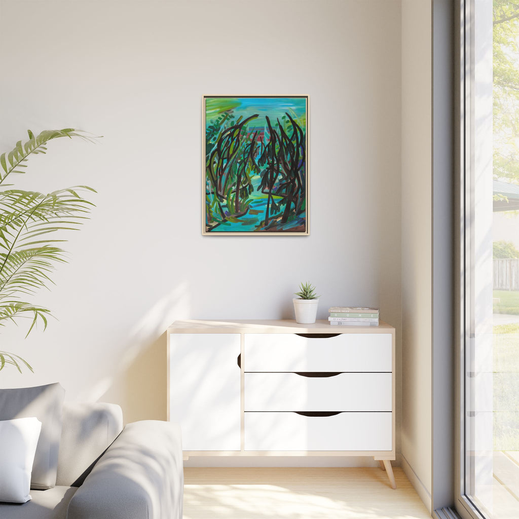 Abstract Forest Path Matte Canvas Framed Wall Art