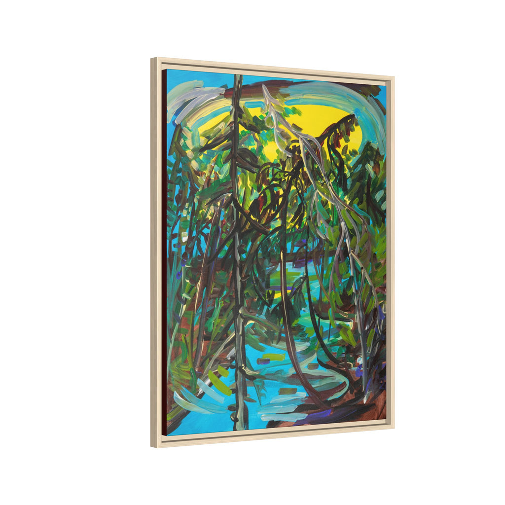 Abstract Tropical Jungle Matte Canvas Framed Wall Art