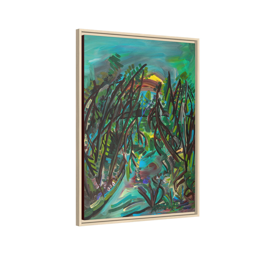 Framed Matte Canvas Art - Abstract Tropical Pathway (Multi-Color)