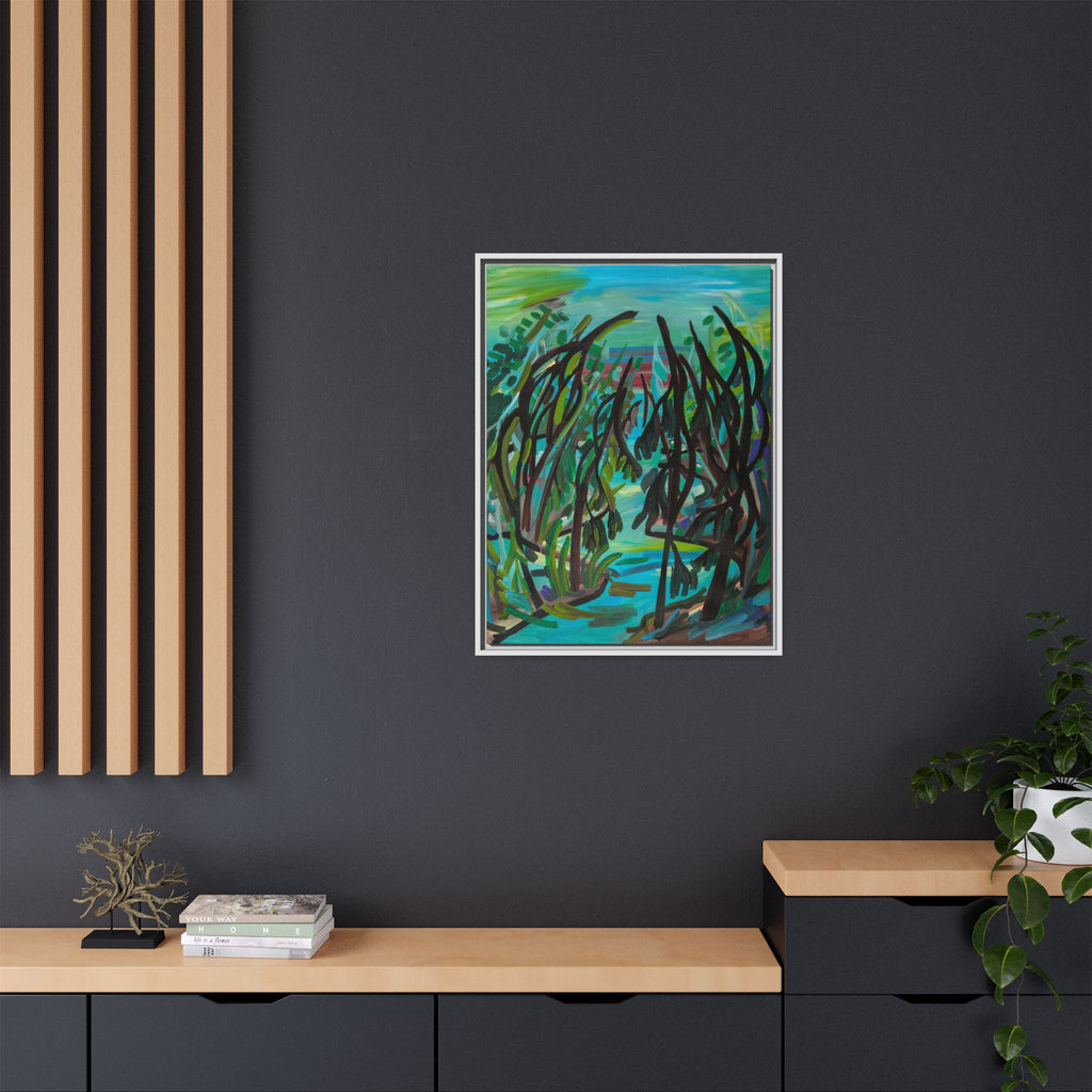 Abstract Forest Path Matte Canvas Framed Wall Art