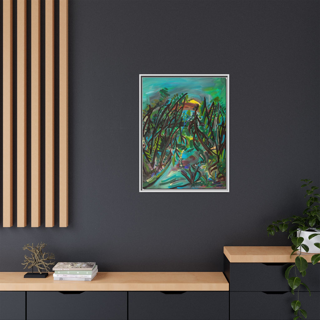 Framed Matte Canvas Art - Abstract Tropical Pathway (Multi-Color)