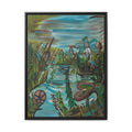 Framed Matte Canvas: Colorful Abstract River Landscape Art Print