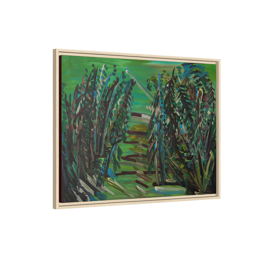 Framed Abstract Green Landscape Canvas Print