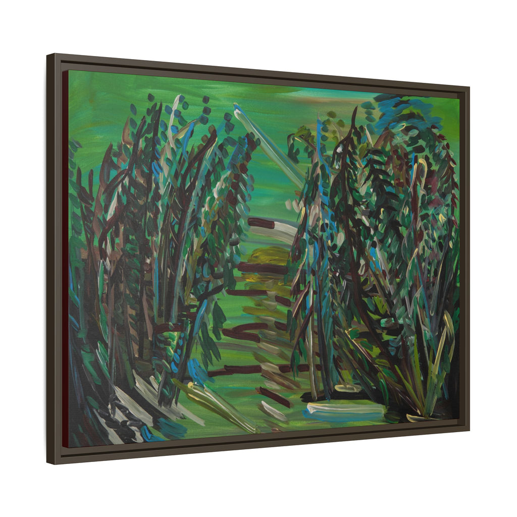 Framed Abstract Green Landscape Canvas Print