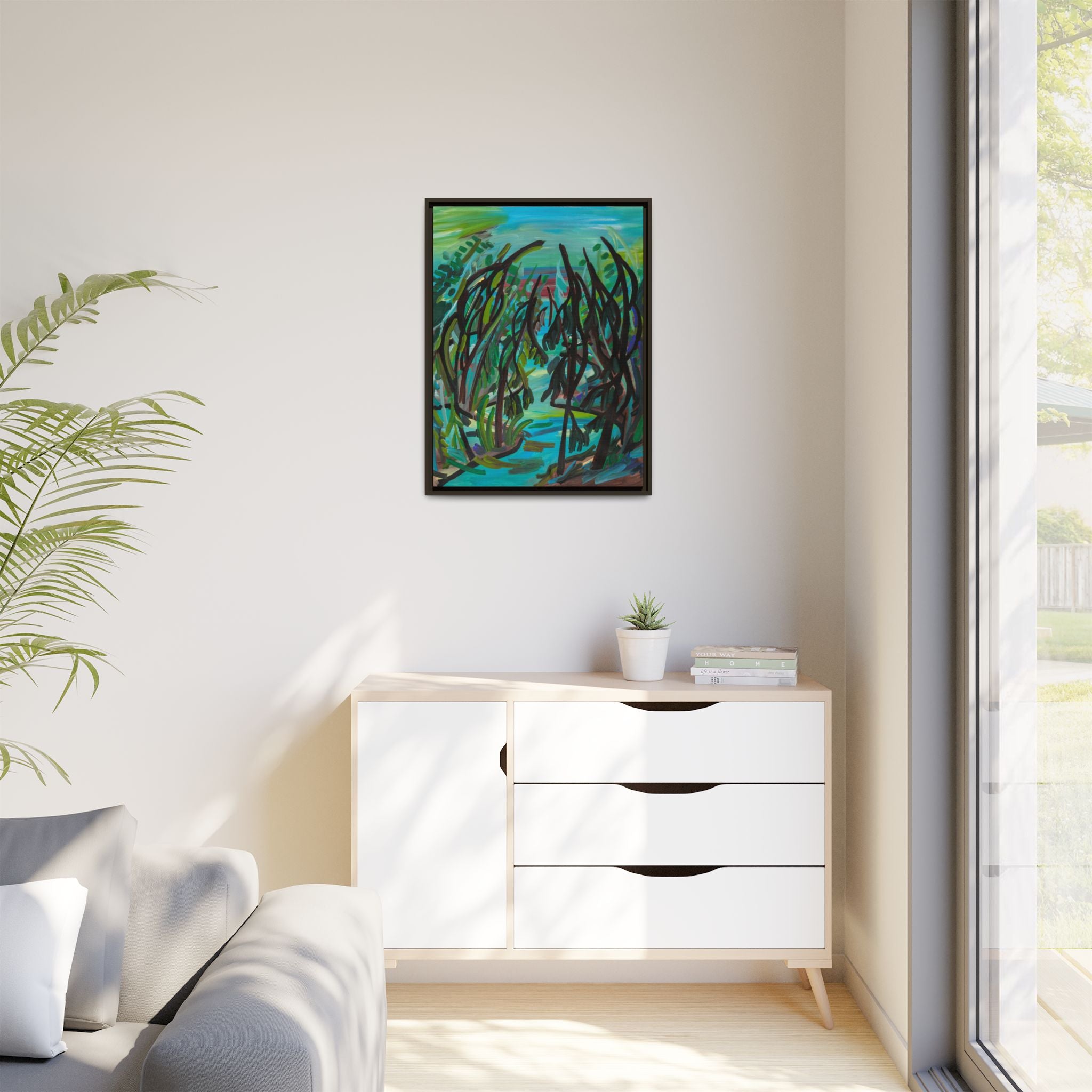 Abstract Forest Path Matte Canvas Framed Wall Art