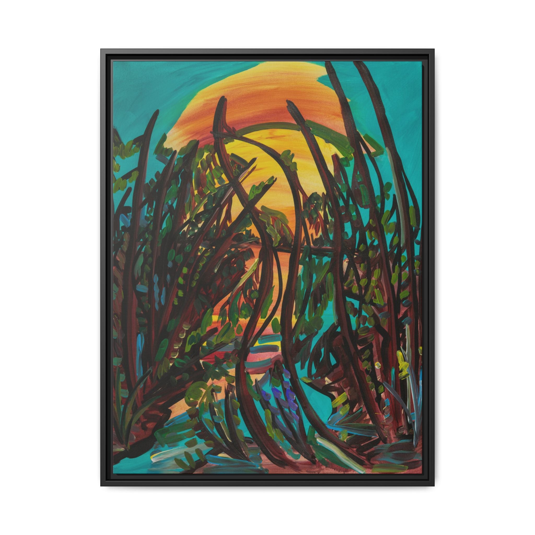 Sunset Marsh Framed Canvas Print
