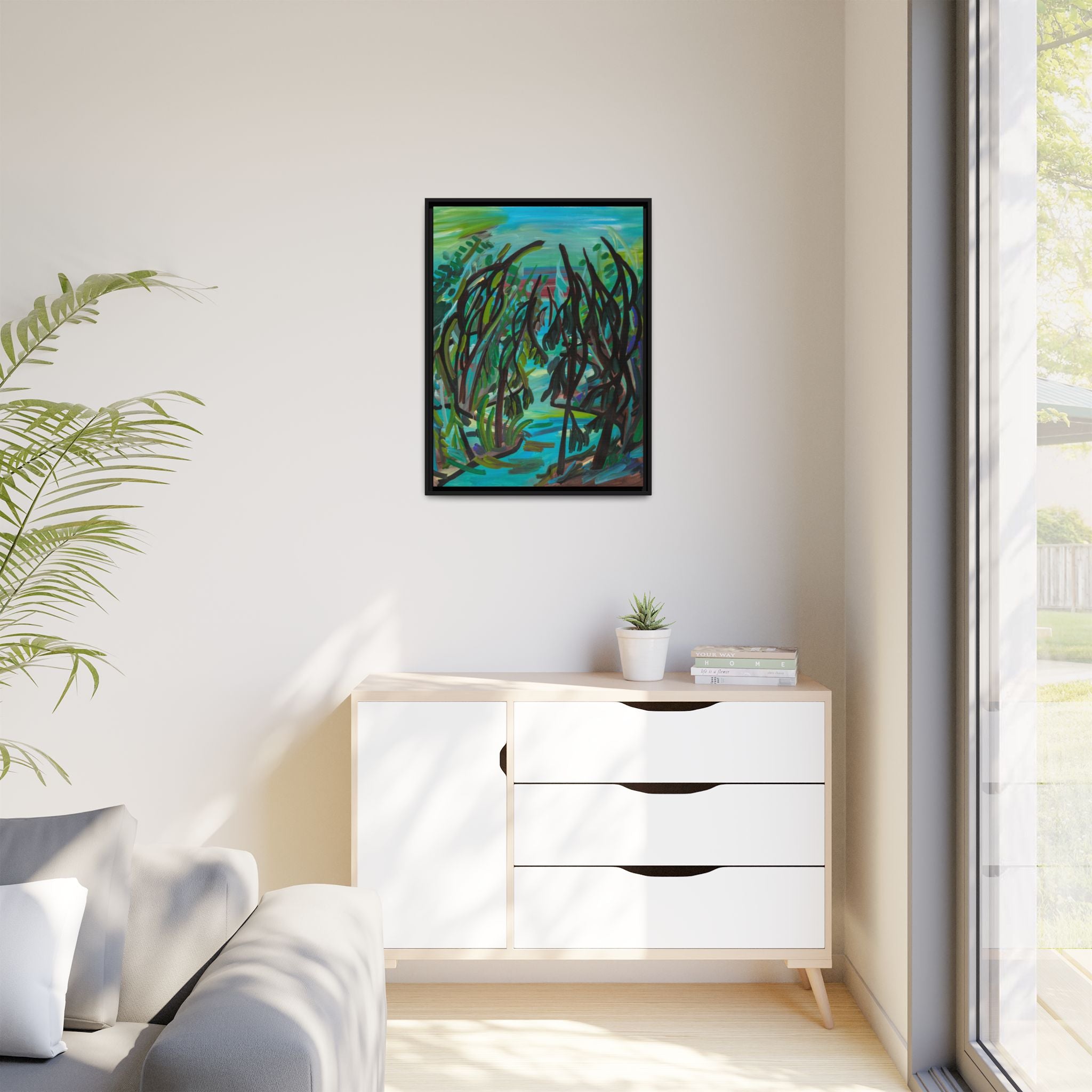 Abstract Forest Path Matte Canvas Framed Wall Art