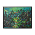 Framed Matte Canvas - Lush Green Abstract Landscape Art
