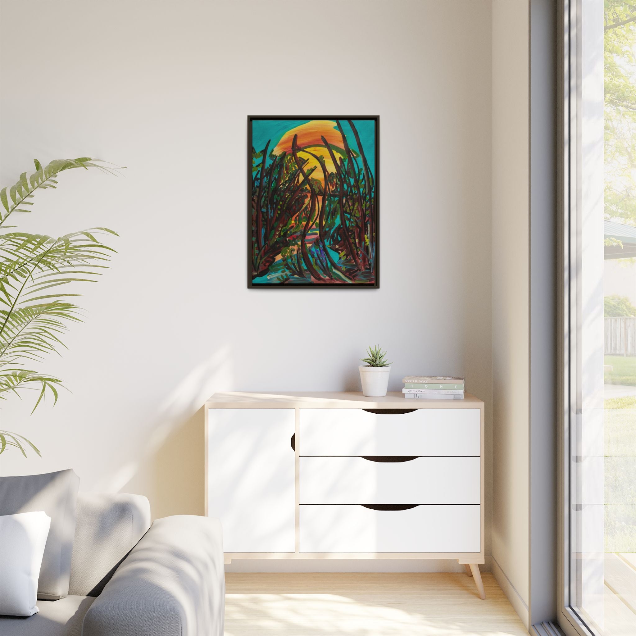 Sunset Marsh Framed Canvas Print