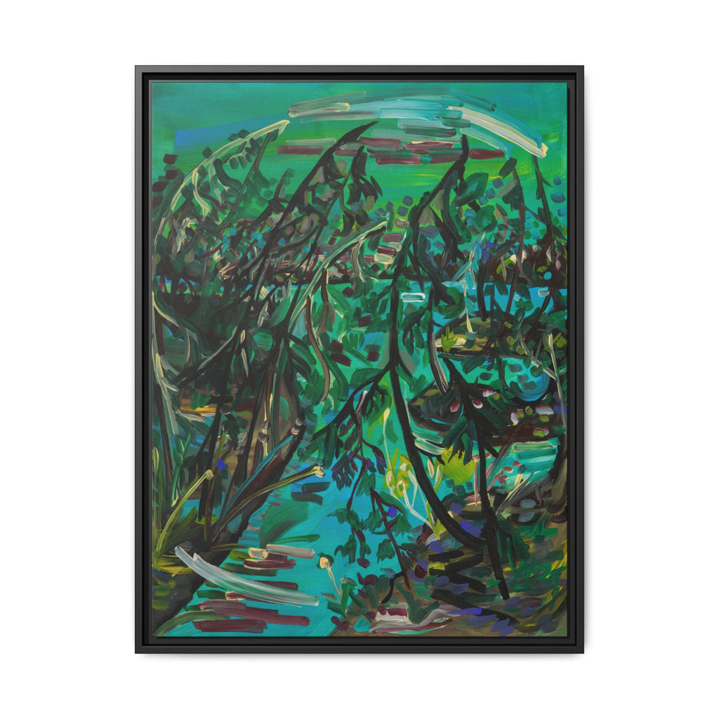 Framed Abstract Green Canvas Print — Lush Botanical Wall Art