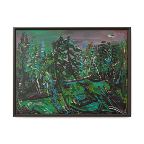 # 98 Boreal Hotelier Framed Matte Canvas Print — Abstract Green Forest Landscape