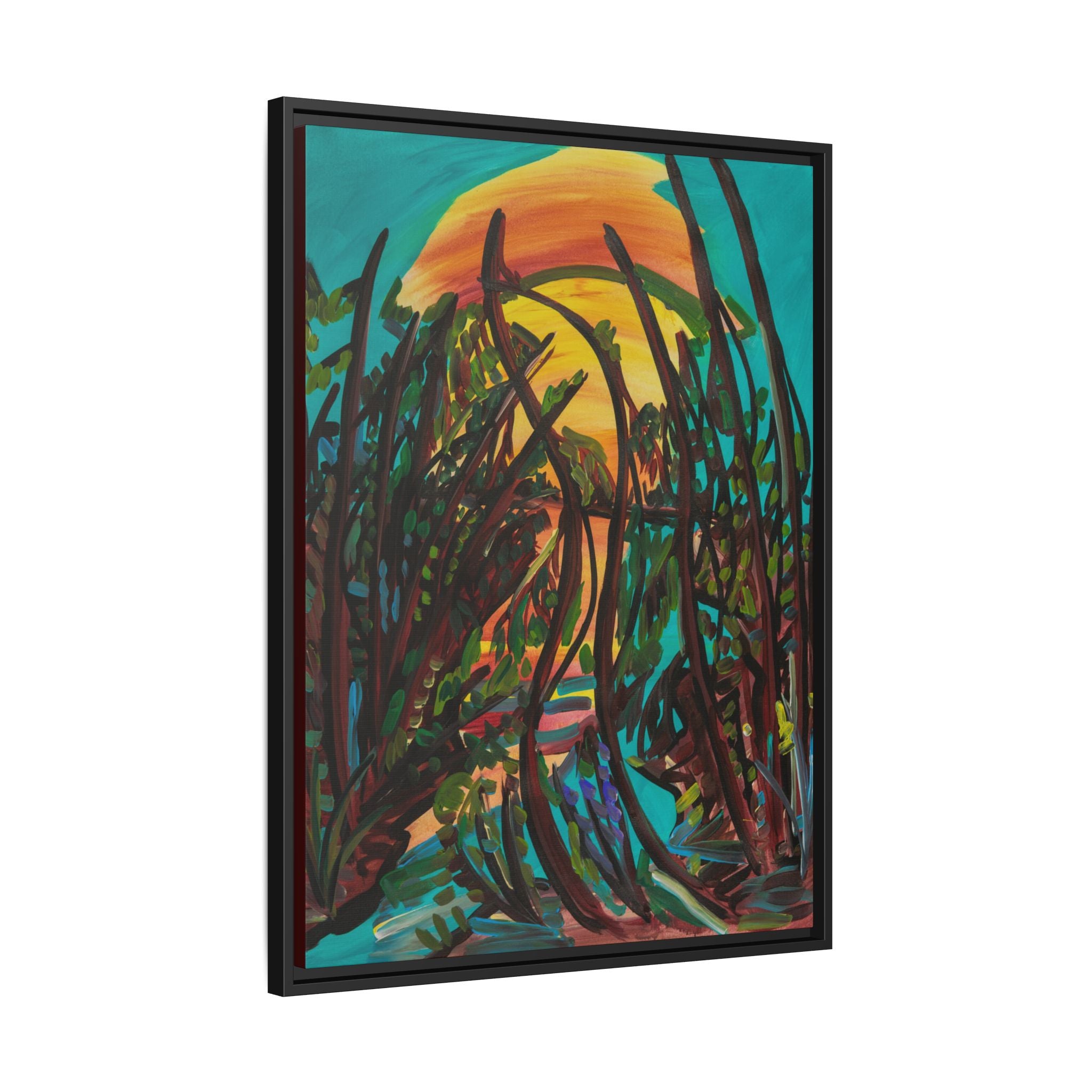 Sunset Marsh Framed Canvas Print