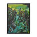Abstract Green Forest Matte Framed Canvas — Lush Landscape Wall Art