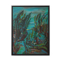 Teal Forest River — Framed Matte Canvas Wall Art
