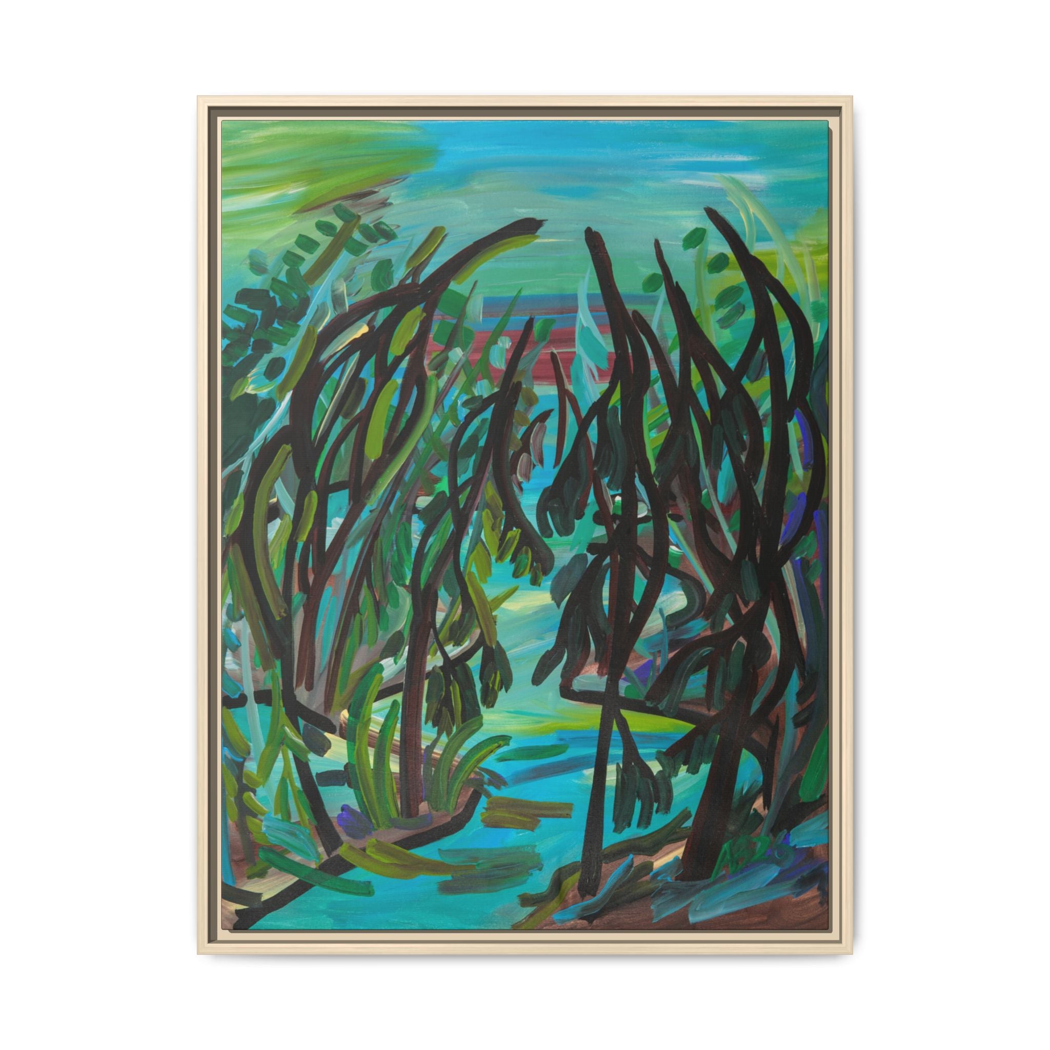 Abstract Forest Path Matte Canvas Framed Wall Art