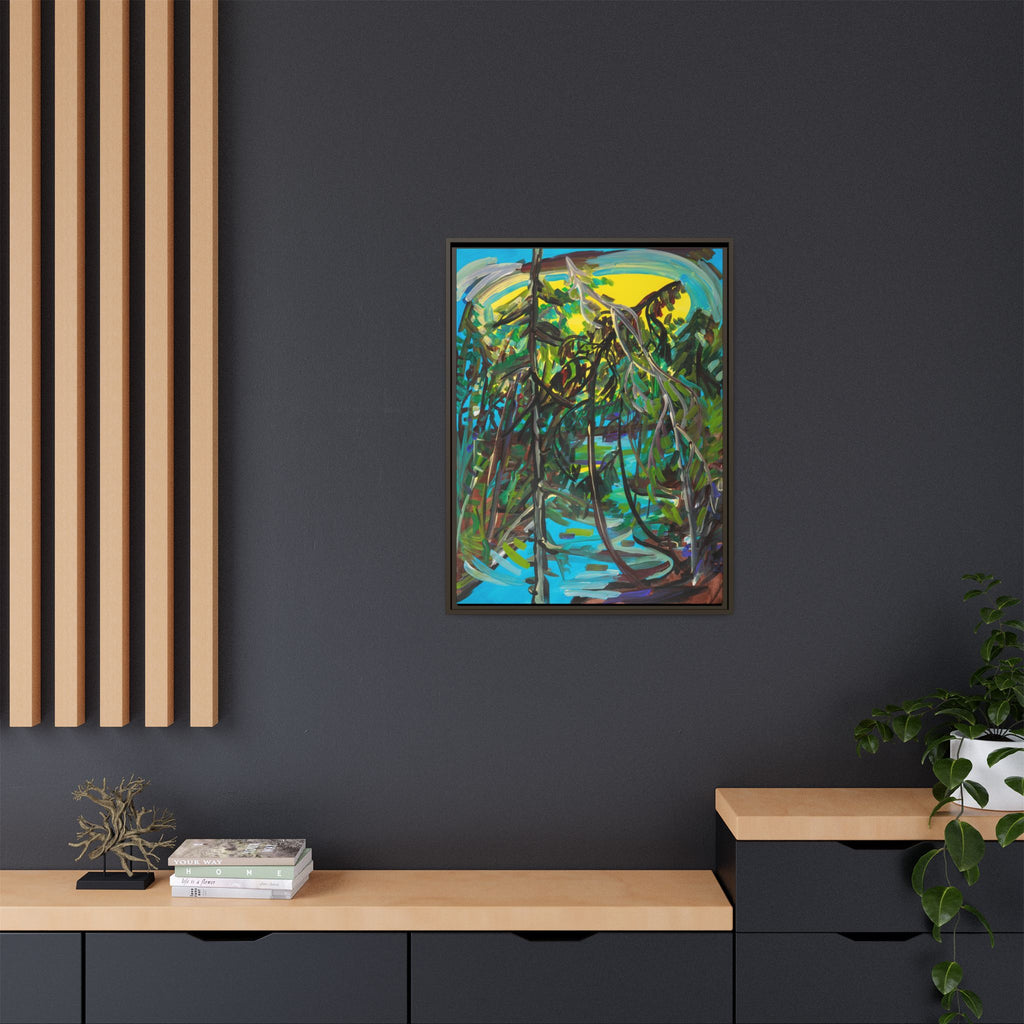 Abstract Tropical Jungle Matte Canvas Framed Wall Art