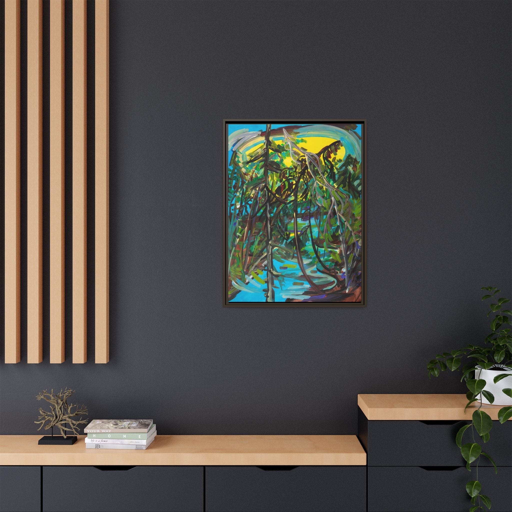 Abstract Tropical Jungle Matte Canvas Framed Wall Art