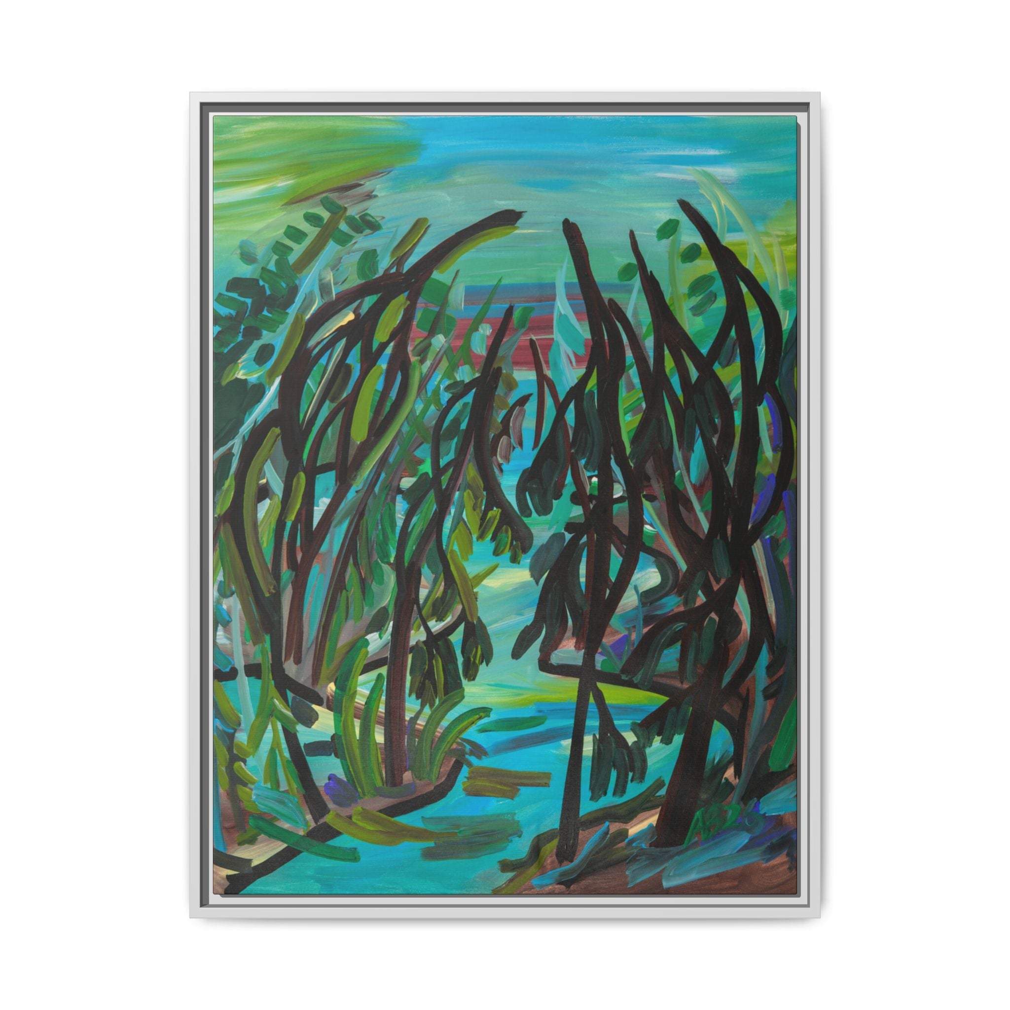 Abstract Forest Path Matte Canvas Framed Wall Art
