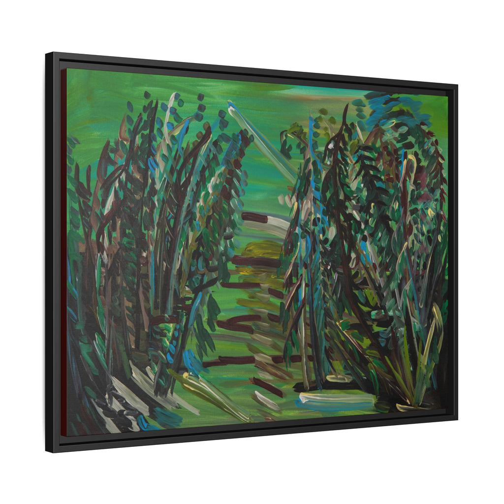 Framed Abstract Green Landscape Canvas Print