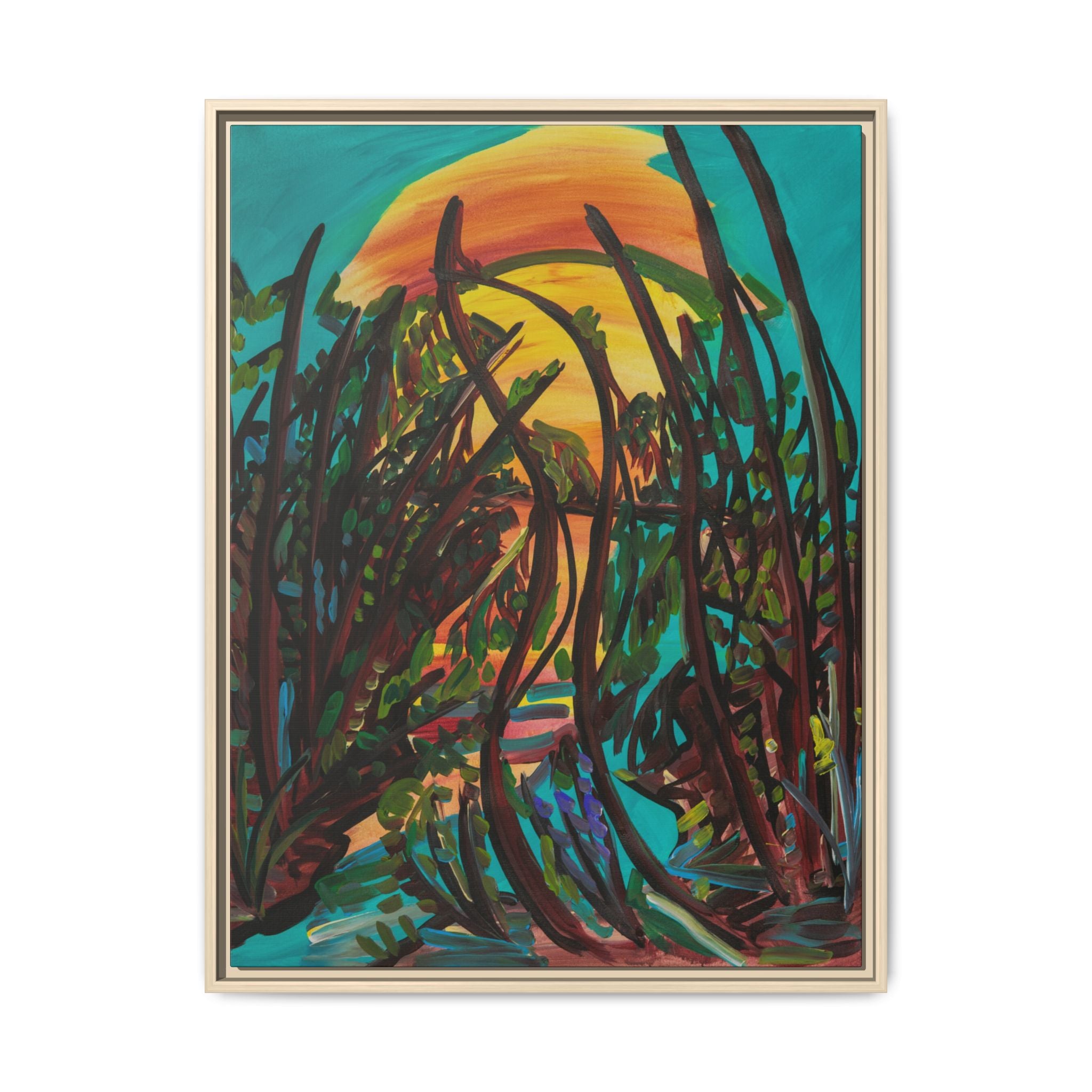 Sunset Marsh Framed Canvas Print
