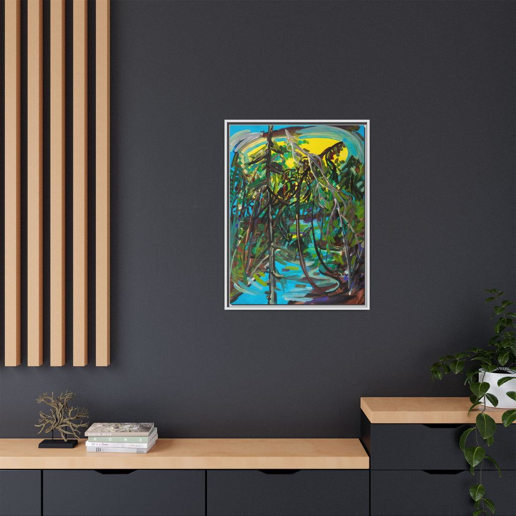 Abstract Tropical Jungle Matte Canvas Framed Wall Art