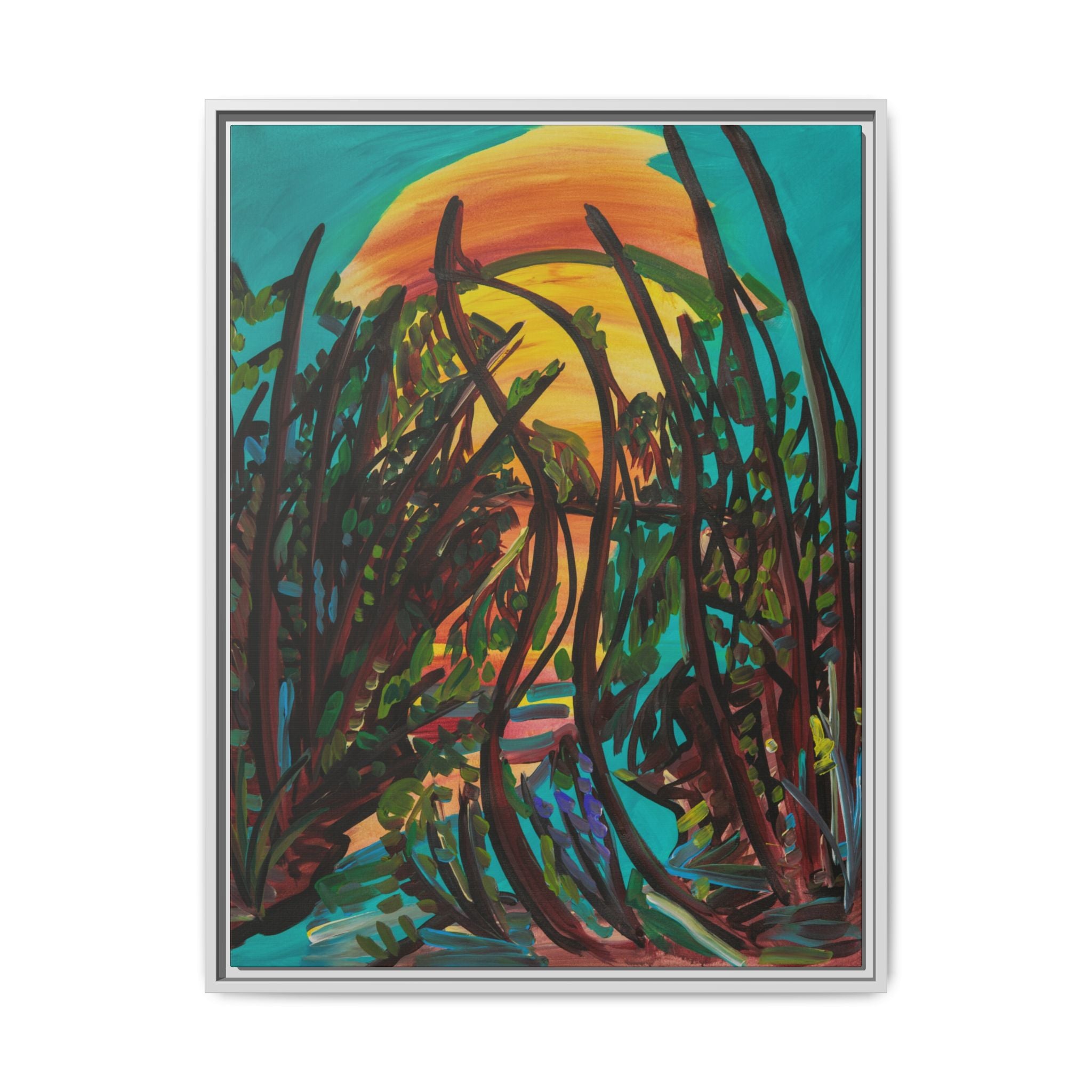 Sunset Marsh Framed Canvas Print
