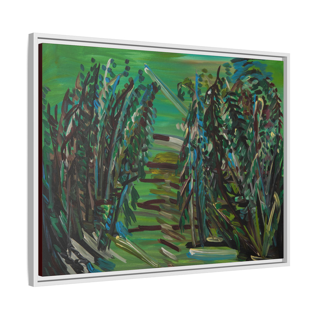 Framed Abstract Green Landscape Canvas Print