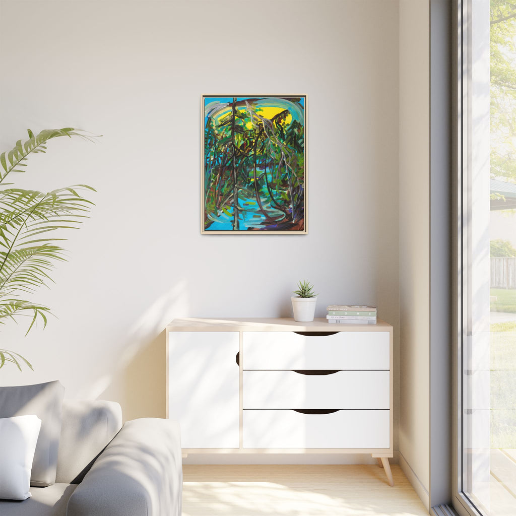 Abstract Tropical Jungle Matte Canvas Framed Wall Art