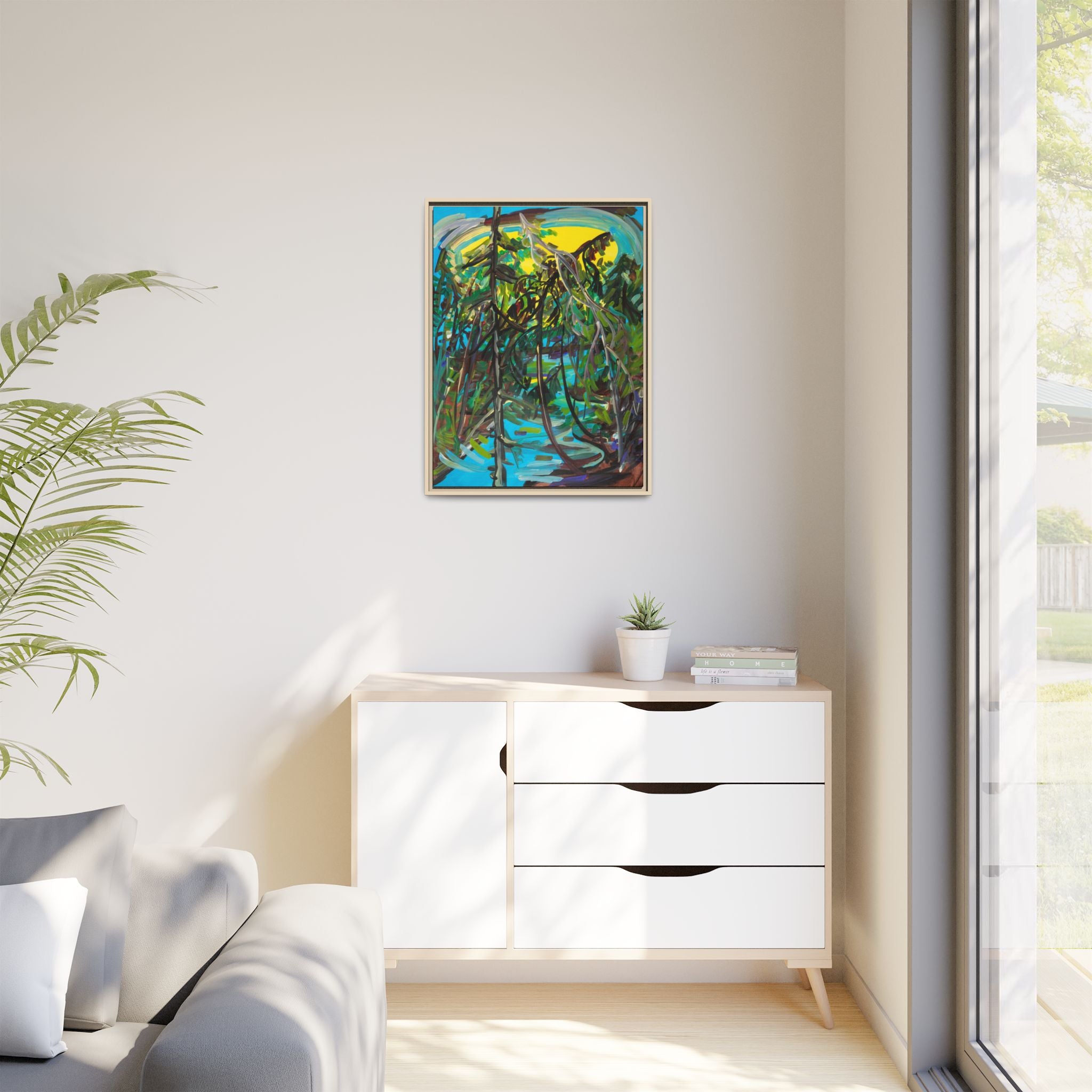 Abstract Tropical Jungle Matte Canvas Framed Wall Art