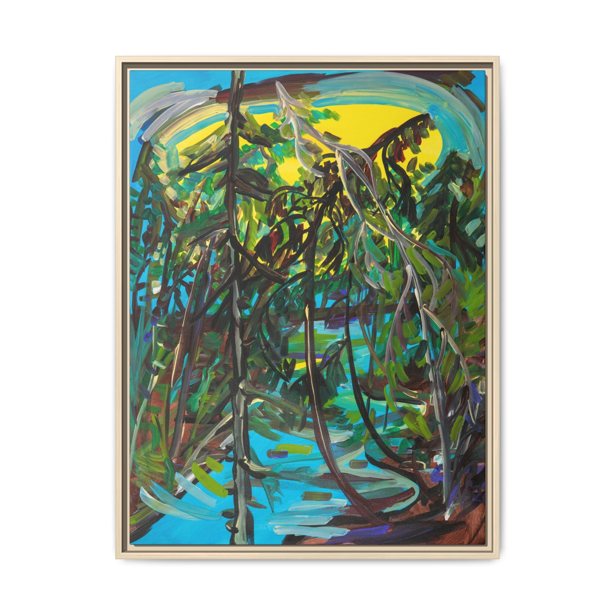 Abstract Tropical Jungle Matte Canvas Framed Wall Art