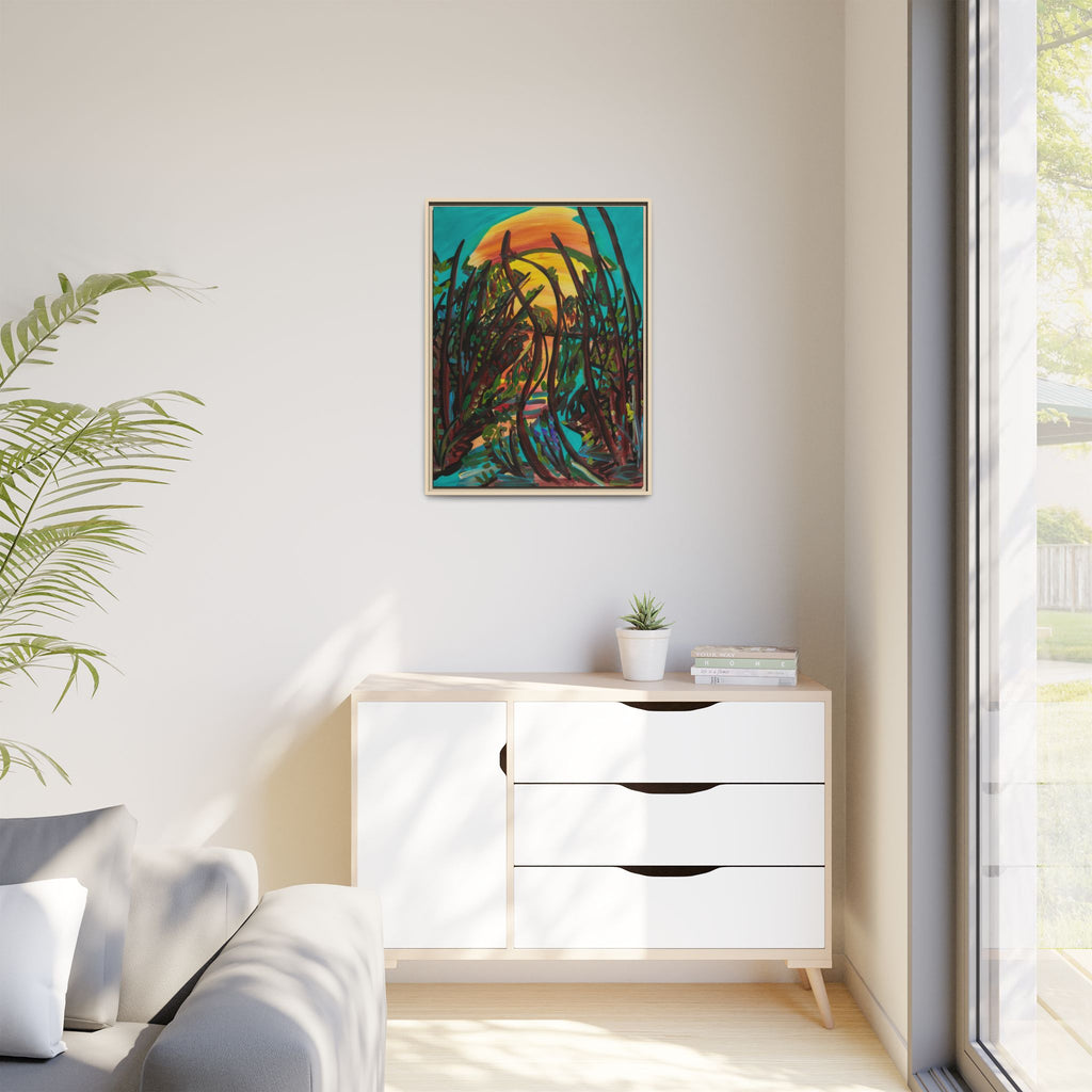 Sunset Marsh Framed Canvas Print