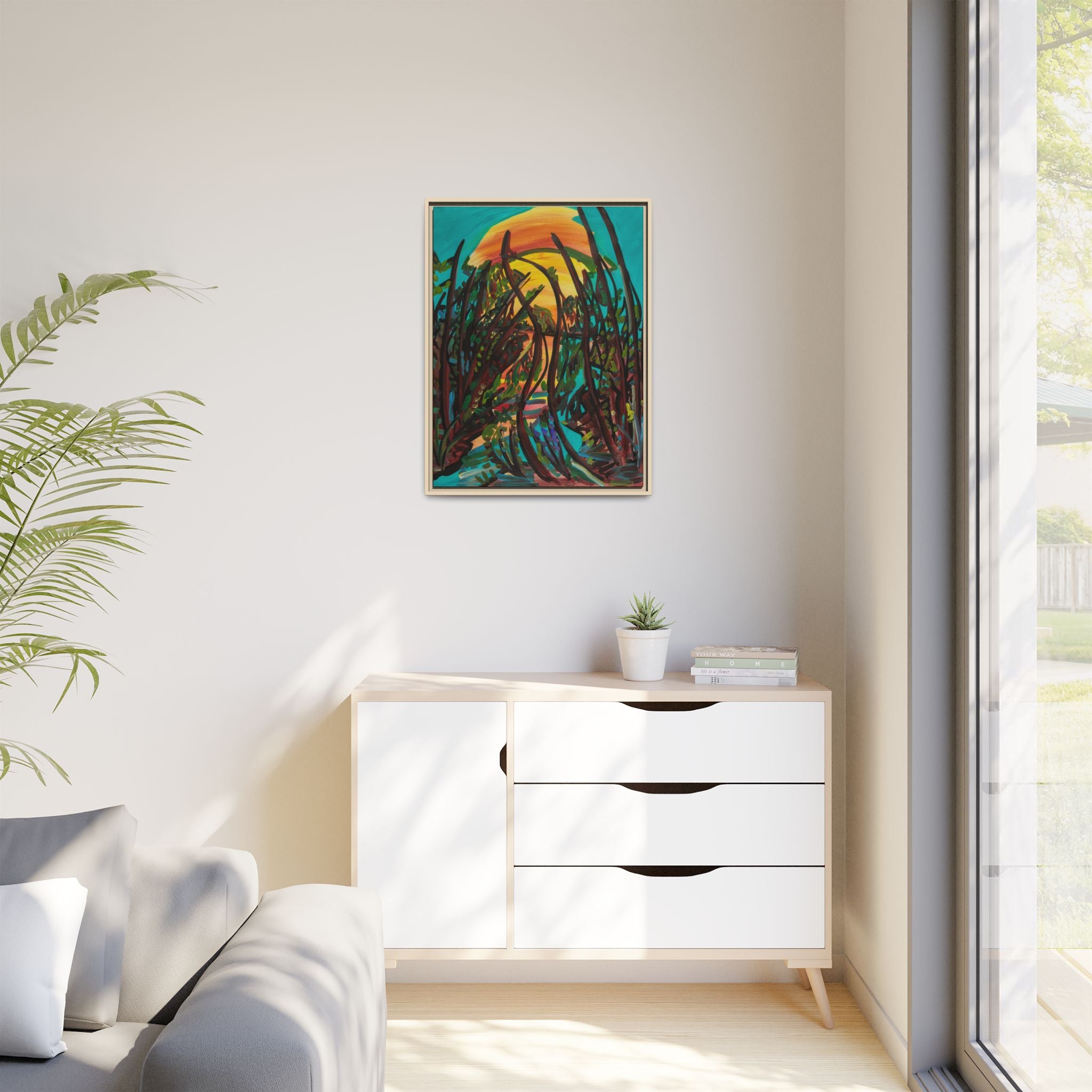 Sunset Marsh Framed Canvas Print