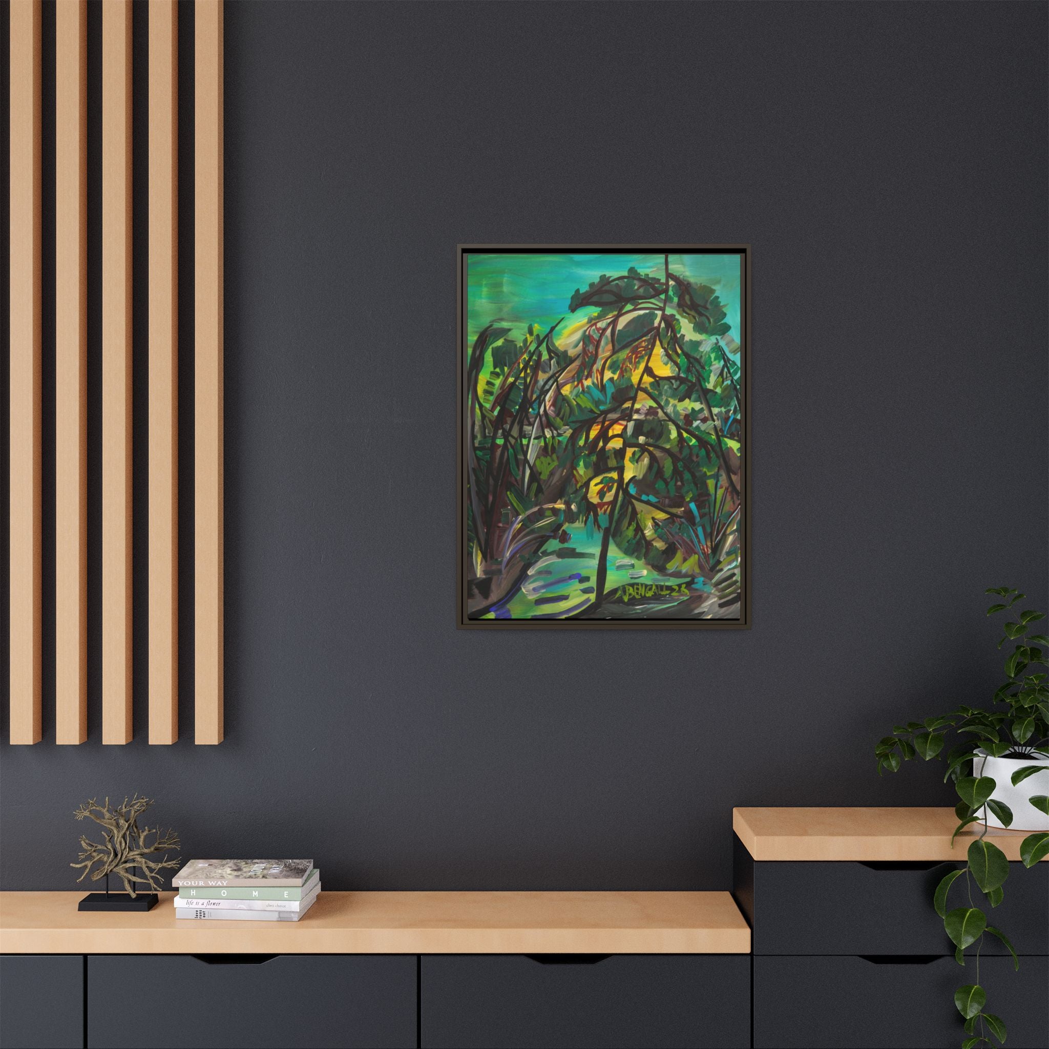 Framed Matte Canvas Print: Group of 7 Inspired Canadian Landscape Abstract Continental Boreal/ Deciduous Foliage Art