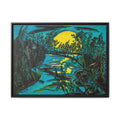 Framed Matte Canvas: Moonlit River Landscape Wall Art — Vibrant Nature Print