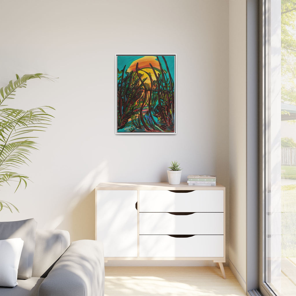 Sunset Marsh Framed Canvas Print