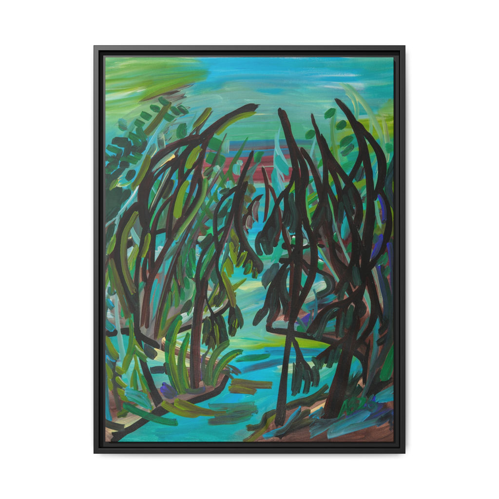 Abstract Forest Path Matte Canvas Framed Wall Art