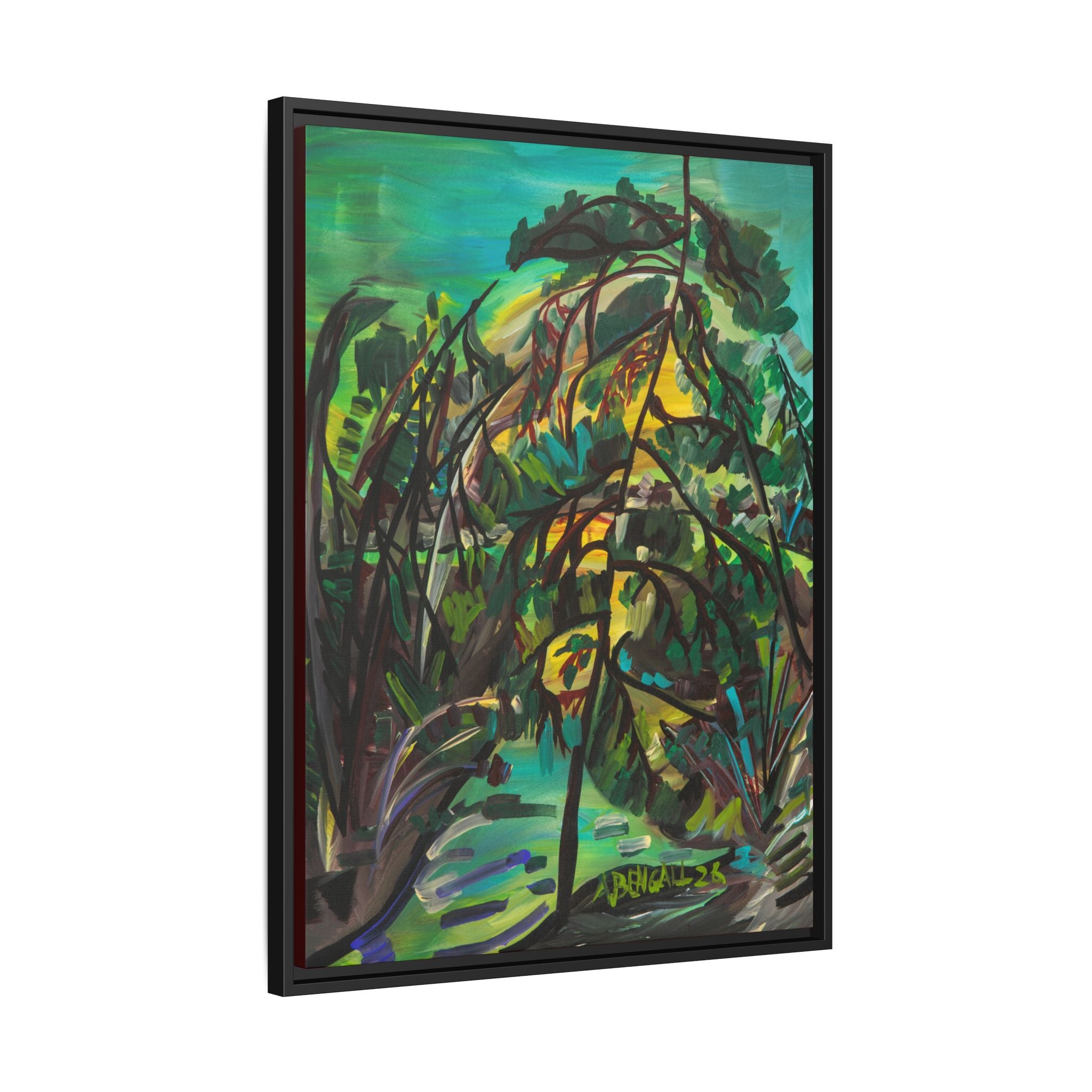 Framed Matte Canvas Print: Group of 7 Inspired Canadian Landscape Abstract Continental Boreal/ Deciduous Foliage Art