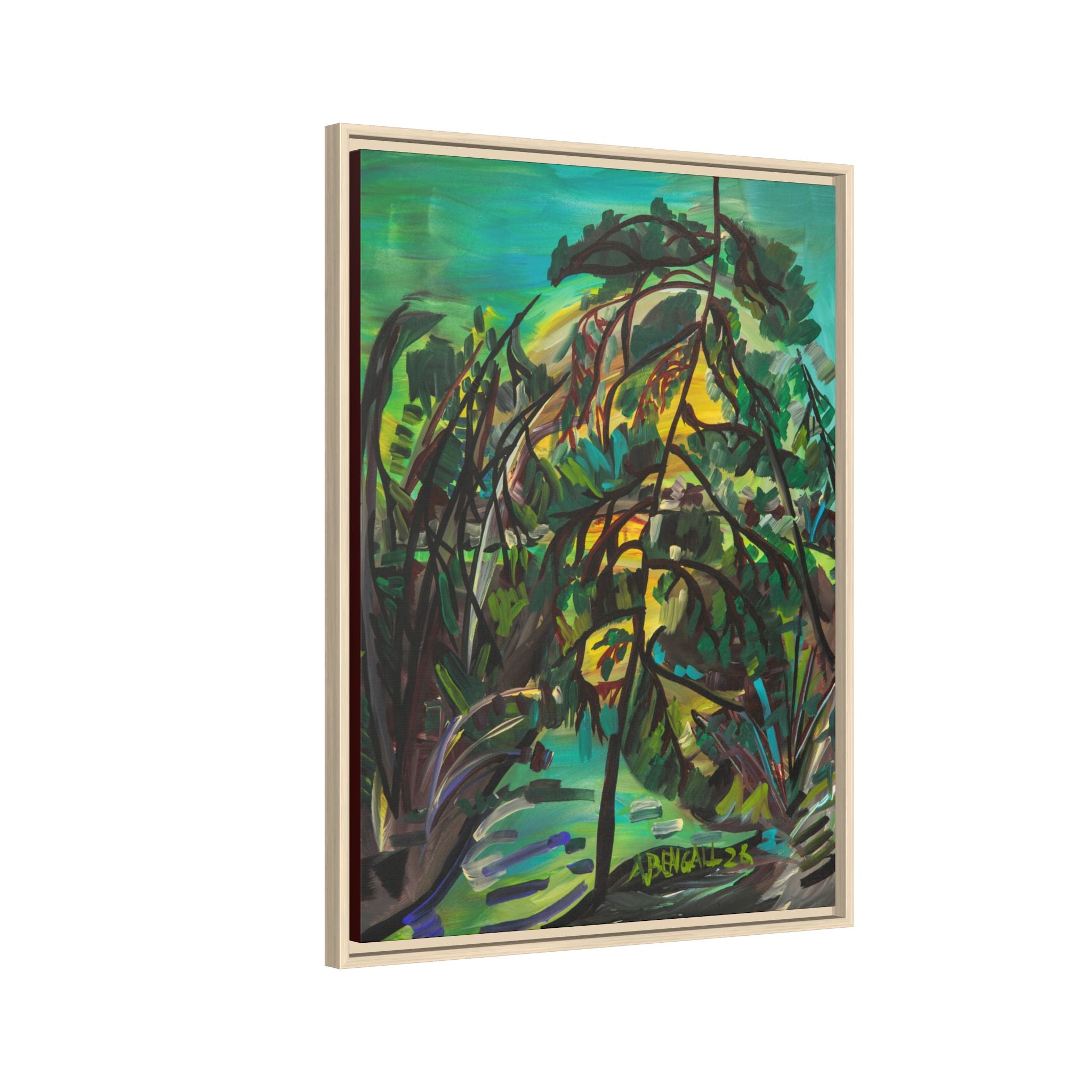 Framed Matte Canvas Print: Group of 7 Inspired Canadian Landscape Abstract Continental Boreal/ Deciduous Foliage Art