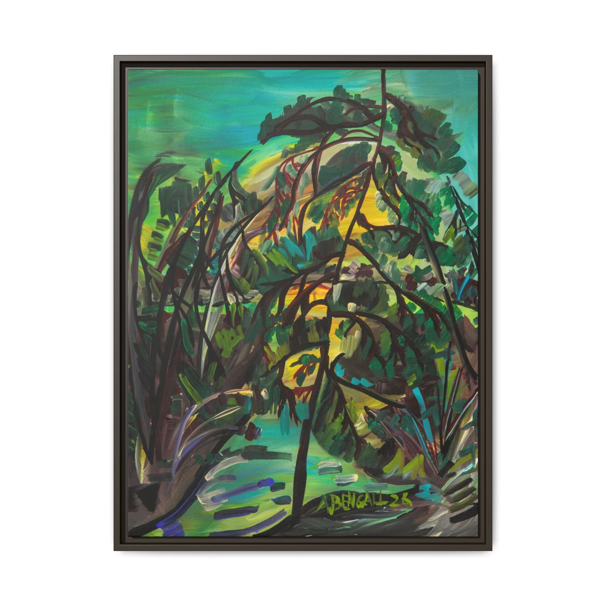 Framed Matte Canvas Print: Group of 7 Inspired Canadian Landscape Abstract Continental Boreal/ Deciduous Foliage Art