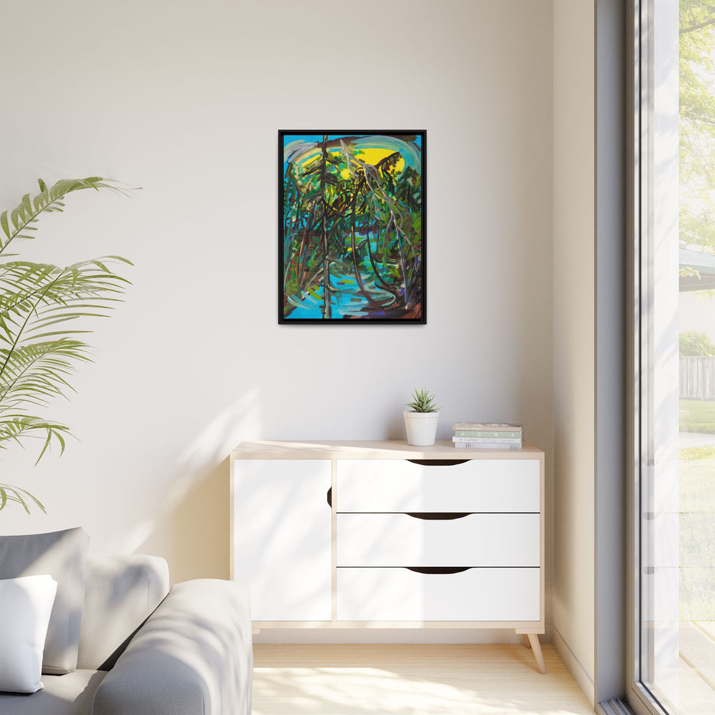 Abstract Tropical Jungle Matte Canvas Framed Wall Art