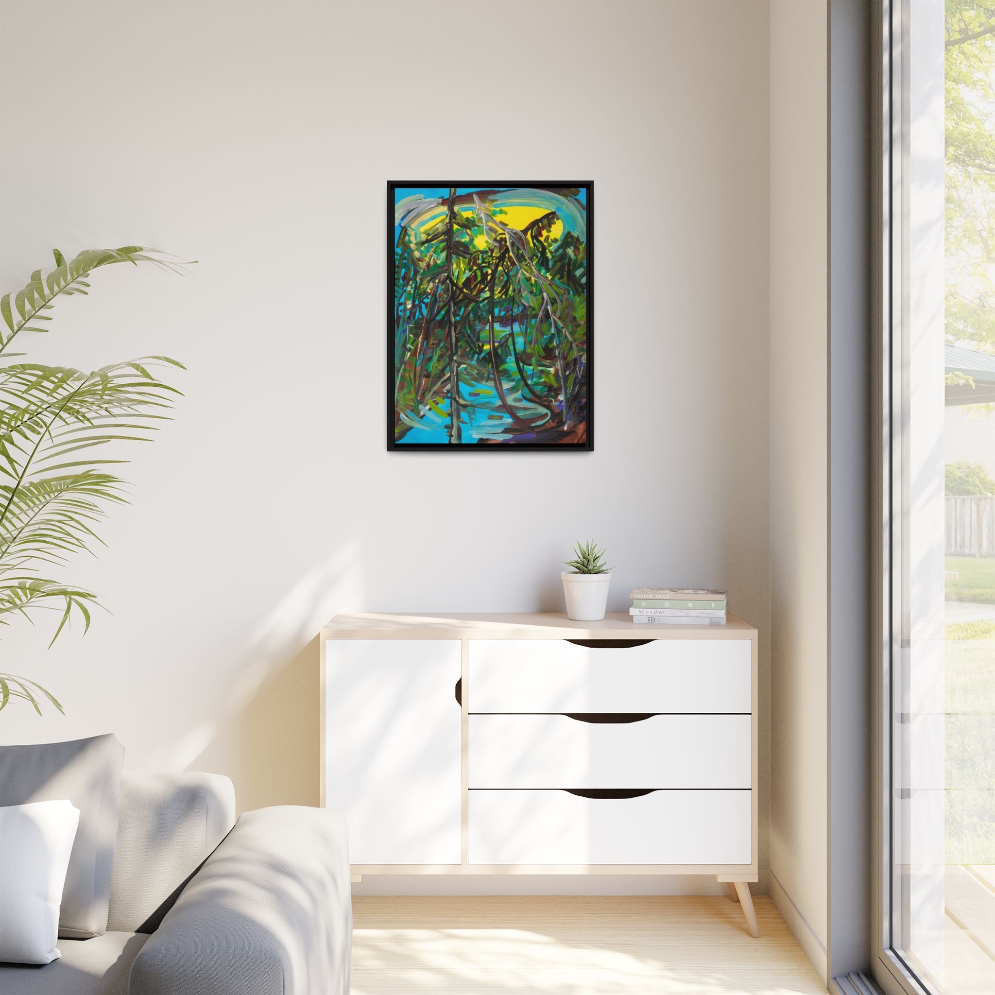Abstract Tropical Jungle Matte Canvas Framed Wall Art