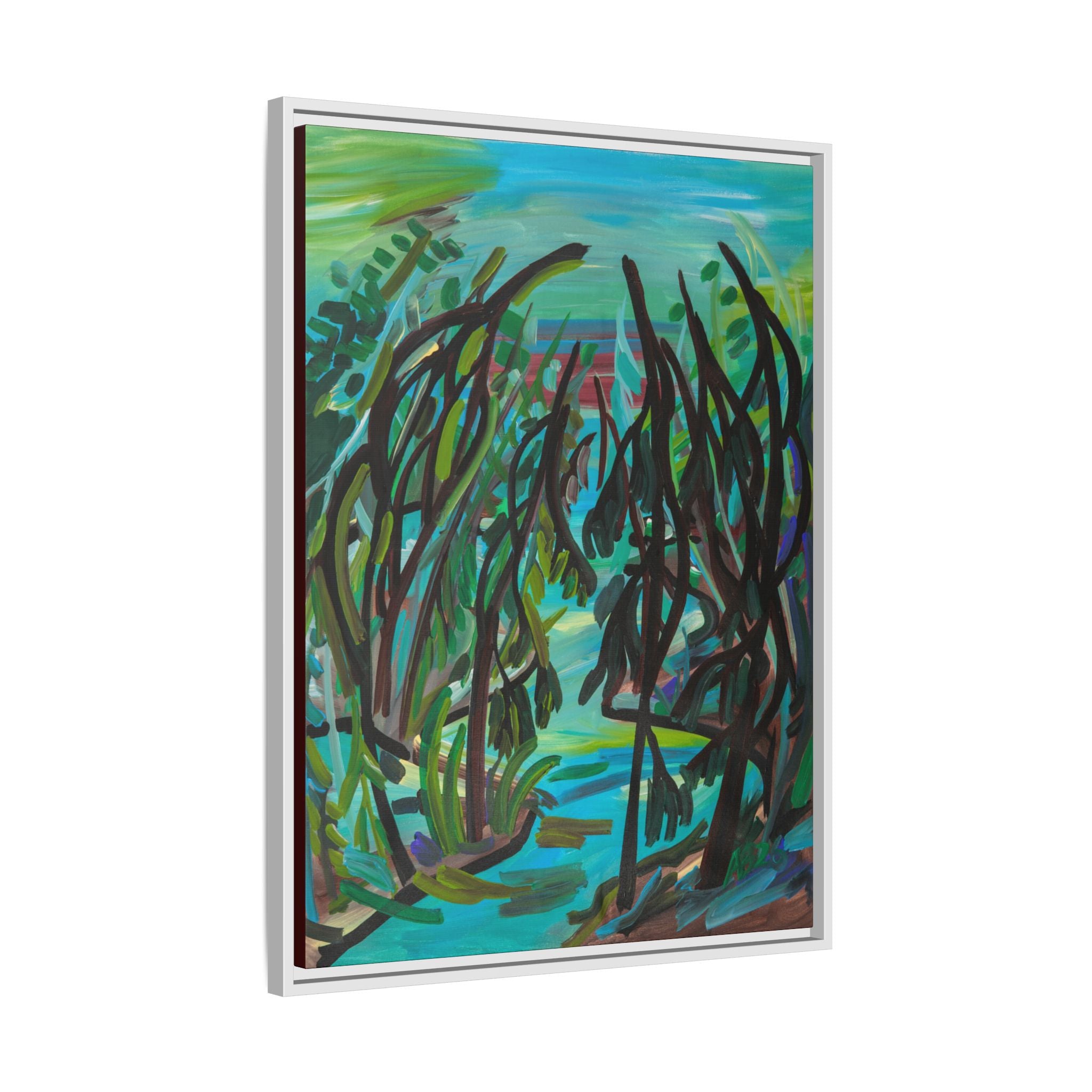 Abstract Forest Path Matte Canvas Framed Wall Art