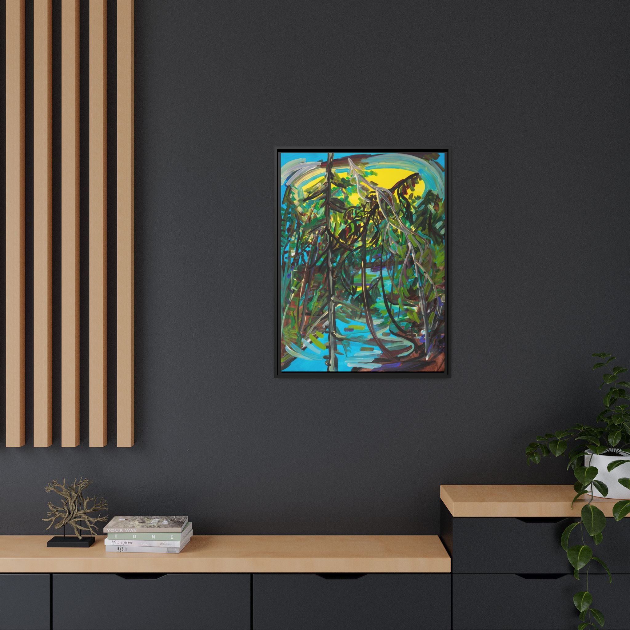 Abstract Tropical Jungle Matte Canvas Framed Wall Art