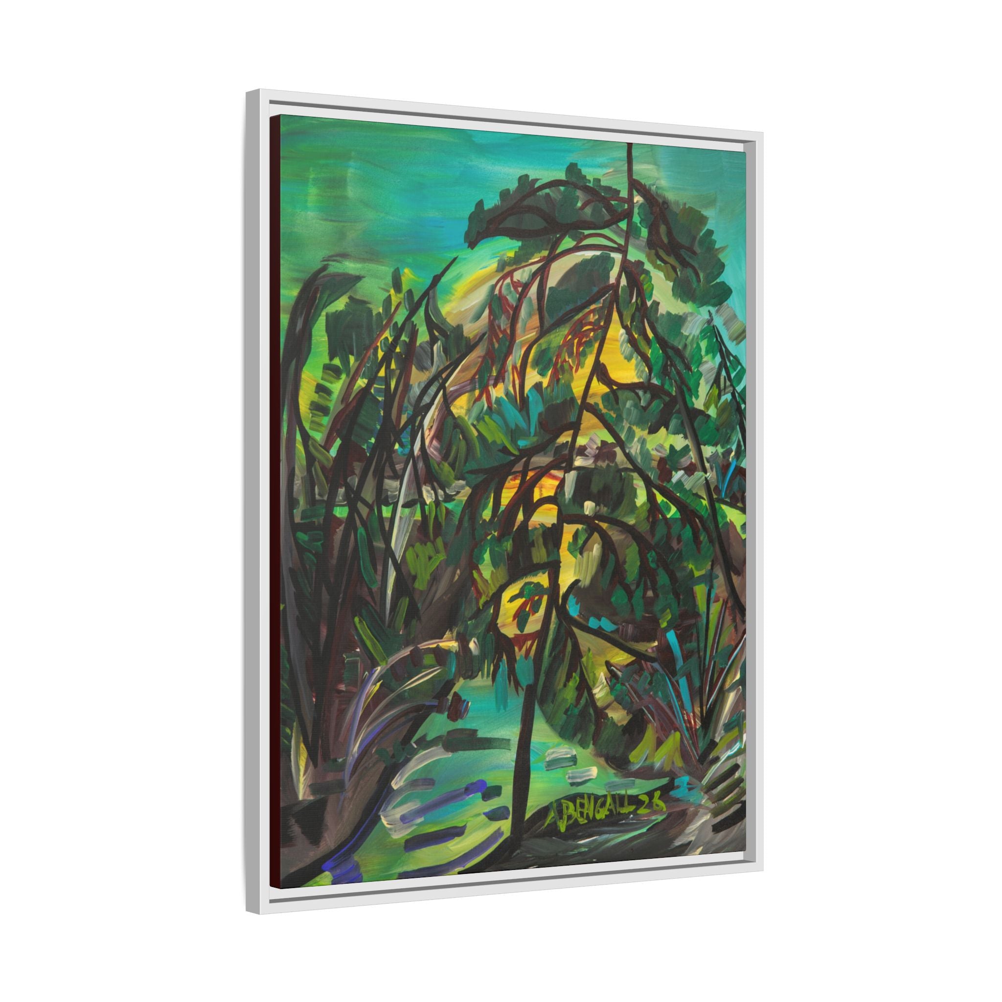 Framed Matte Canvas Print: Group of 7 Inspired Canadian Landscape Abstract Continental Boreal/ Deciduous Foliage Art