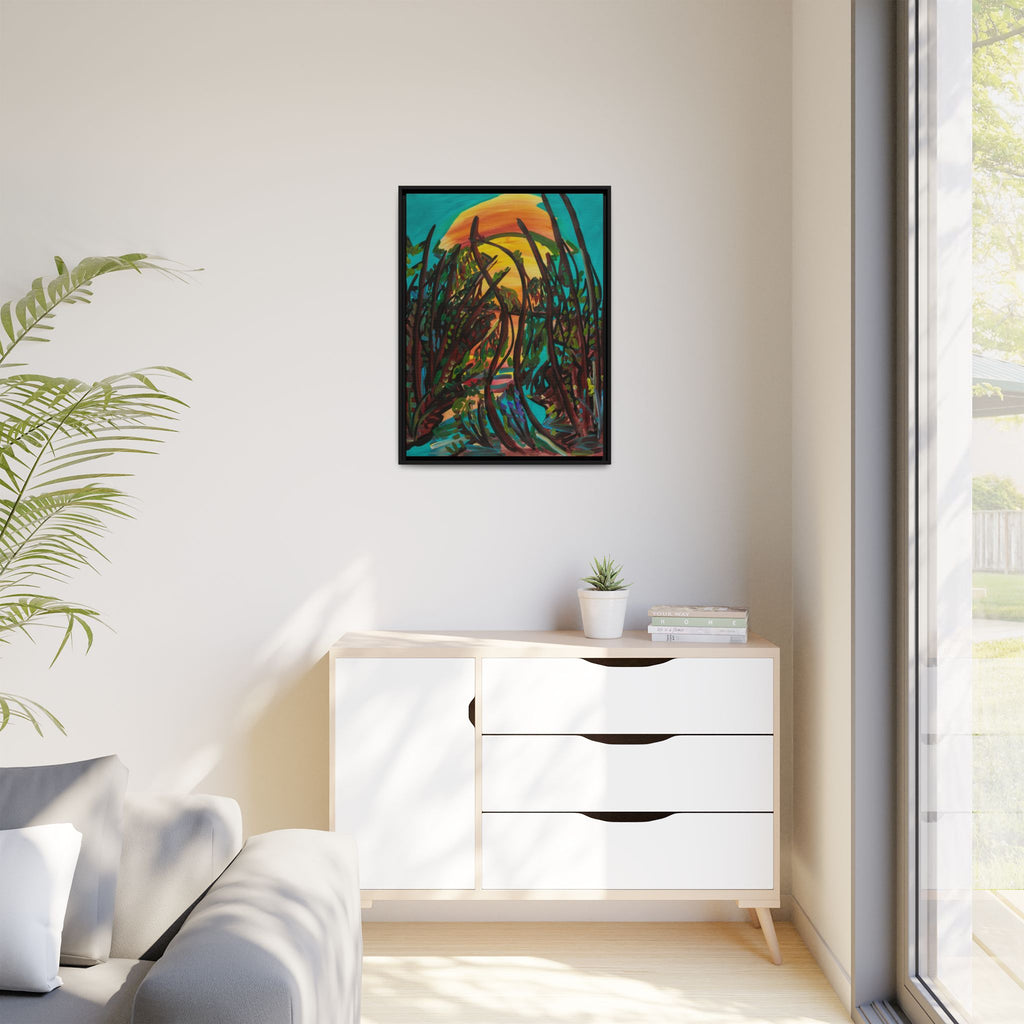 Sunset Marsh Framed Canvas Print