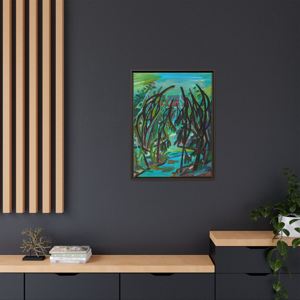 Abstract Forest Path Matte Canvas Framed Wall Art
