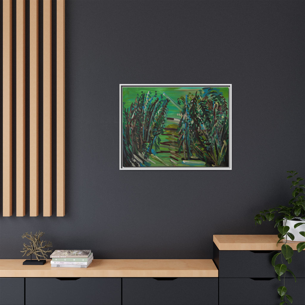 Framed Abstract Green Landscape Canvas Print